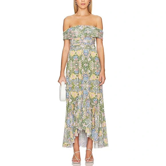 misa los angeles green dress MISA Los Angeles Lalit Dress in Green